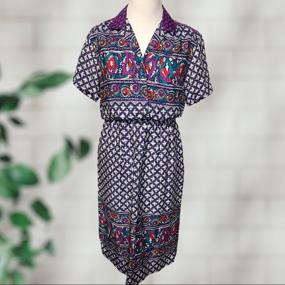 Vintage Laura & Jayne Collection Bright Boho Print Casual Skirt Set Size M